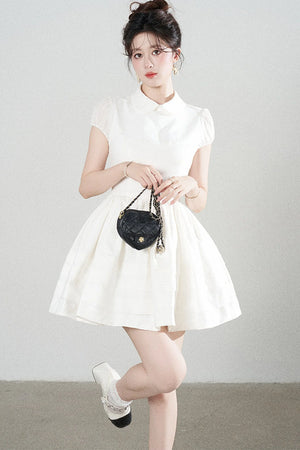 White Doll Collar Puffy Dress