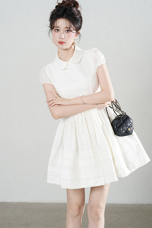 White Doll Collar Puffy Dress