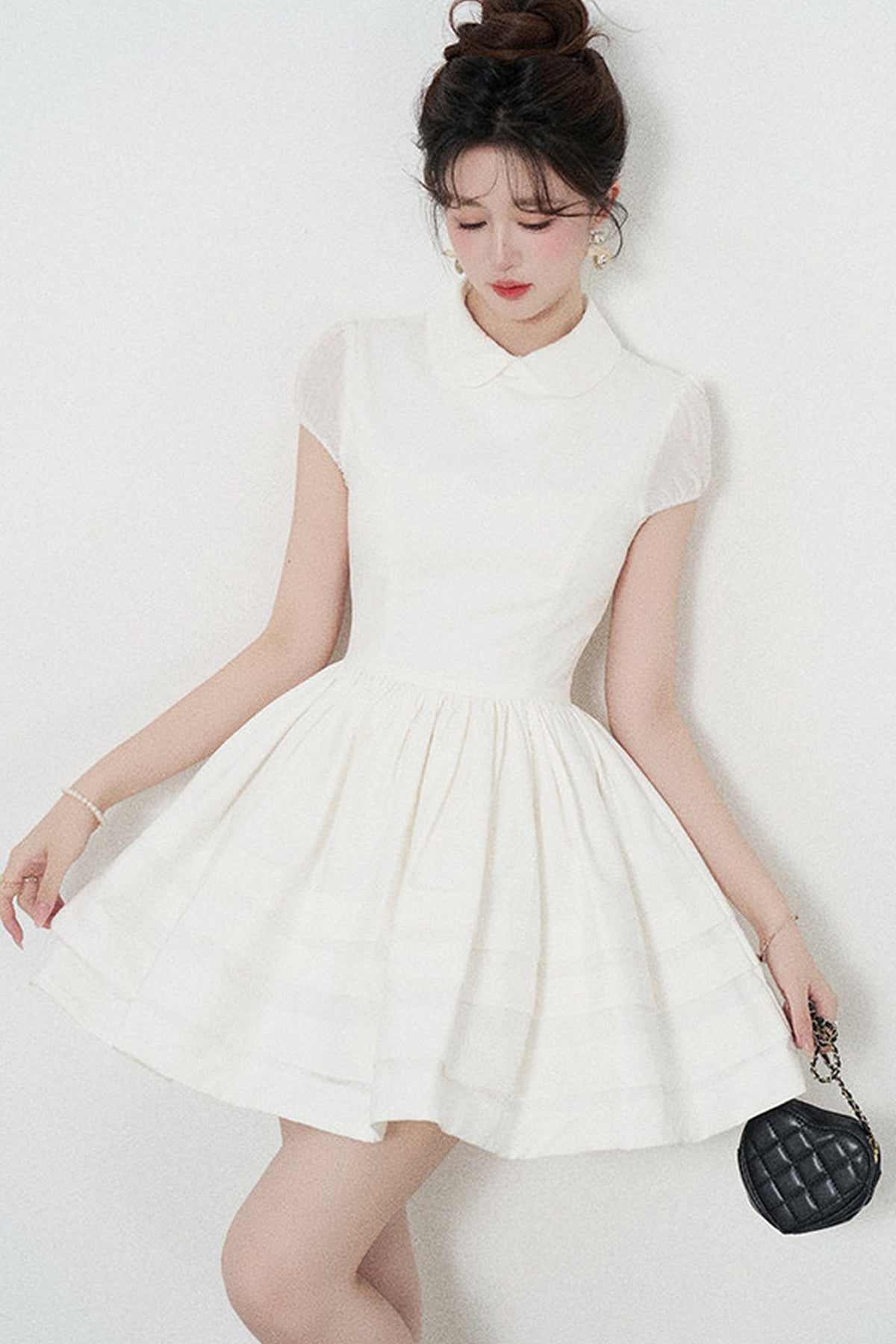 White Doll Collar Puffy Dress
