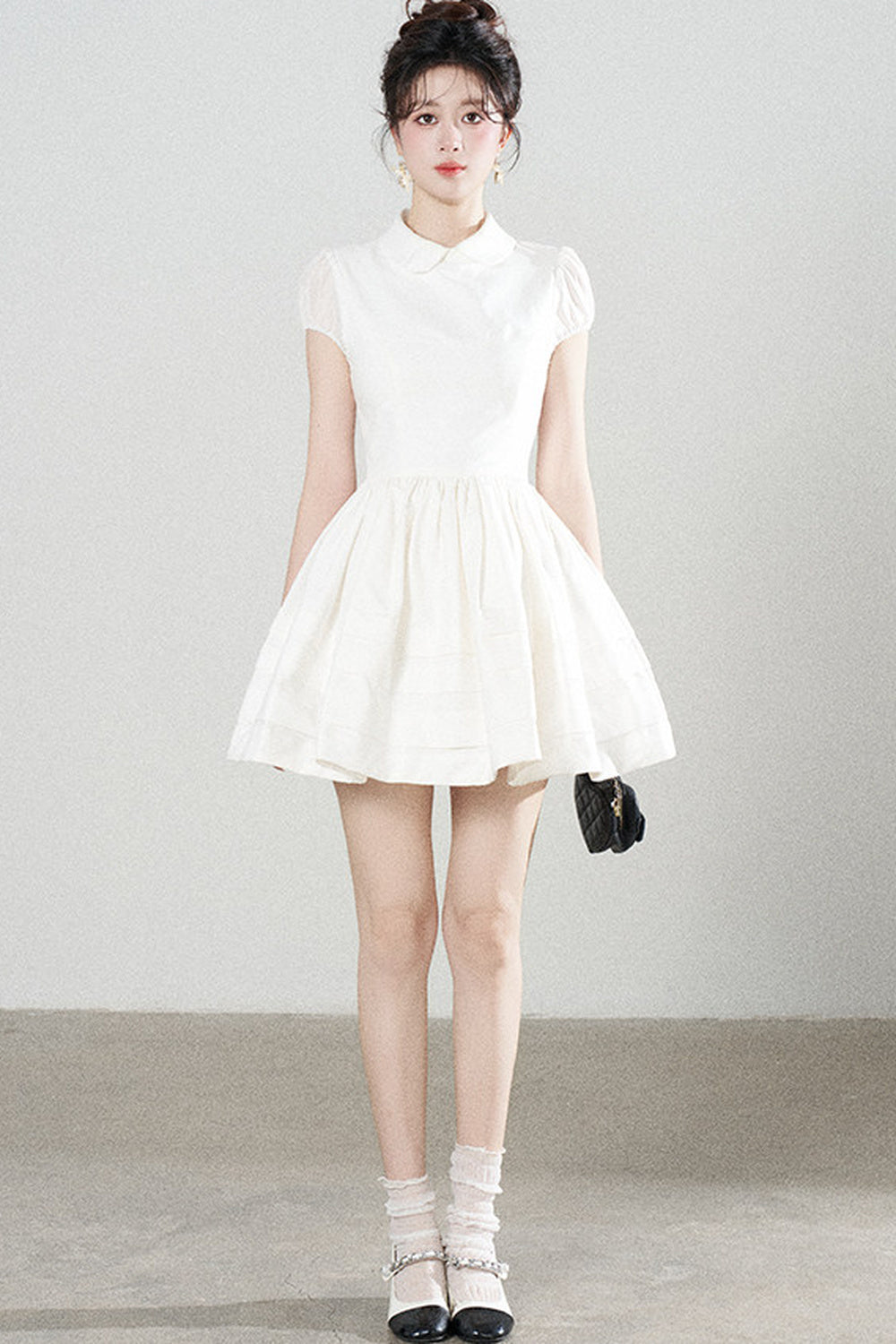 White Doll Collar Puffy Dress
