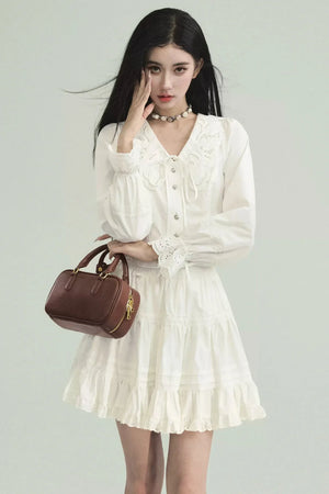 White Dove Lace Shirt Dress Set-Up