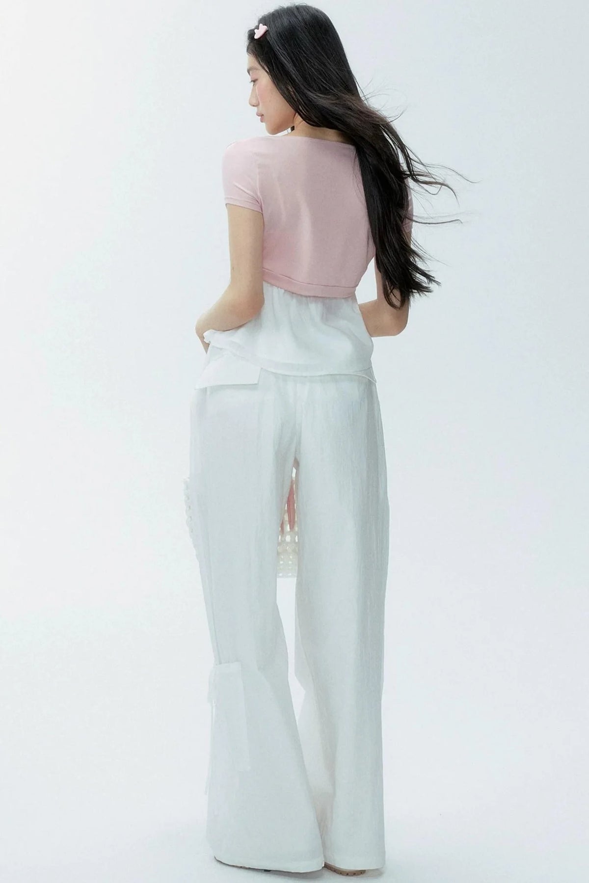 White Drawstring Wide-Leg Pants