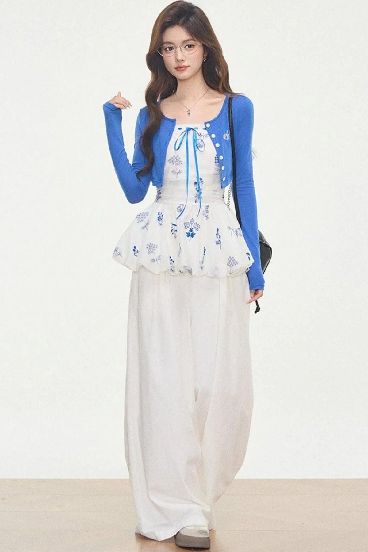 White Embroidered Camisole Top Set-Up