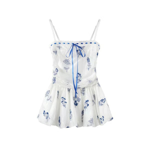 White Embroidered Camisole Top Set-Up