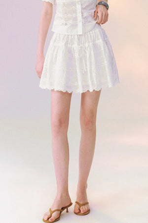 White Eyelet Puffy Skirt and Top Set-Up