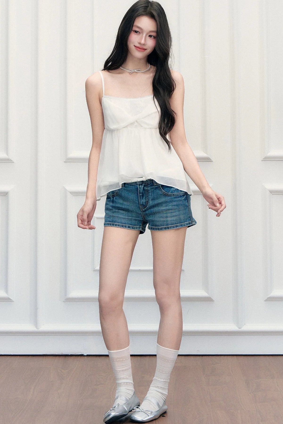 White Floral Lace Camisole Cardigan Set-Up