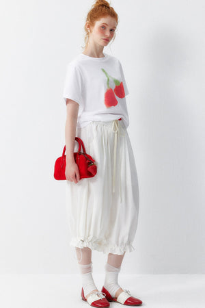 White Floral Lantern Pants