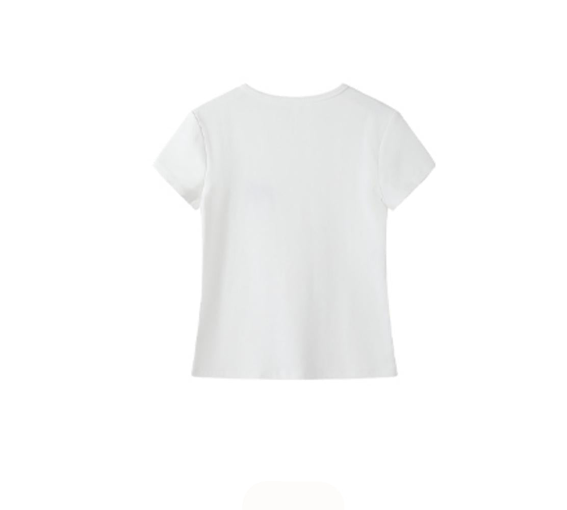 White Floral Skirt And White T-Shirt Set-Up
