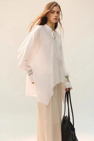 White Fluff Pleated Blouse