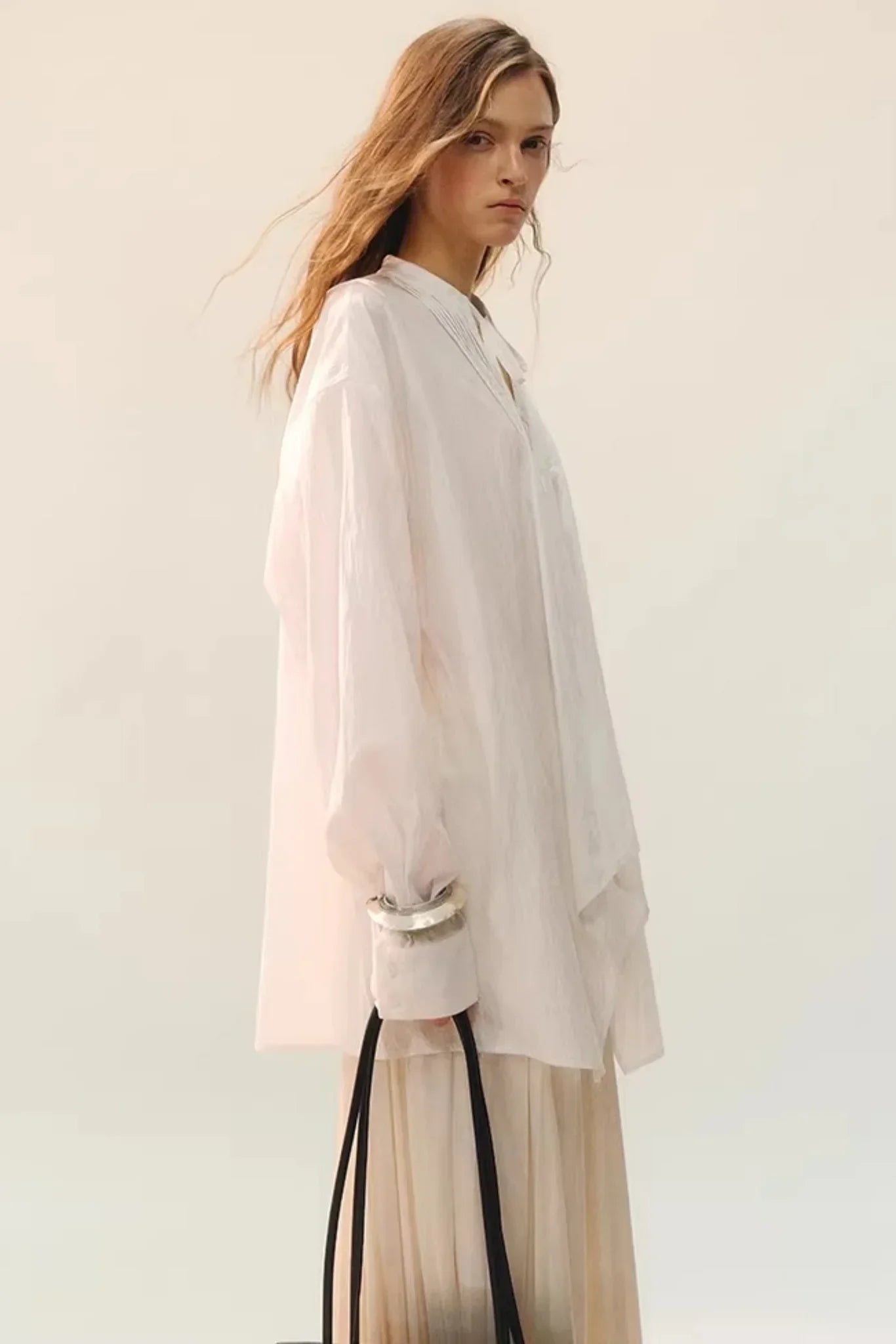 White Fluff Pleated Blouse