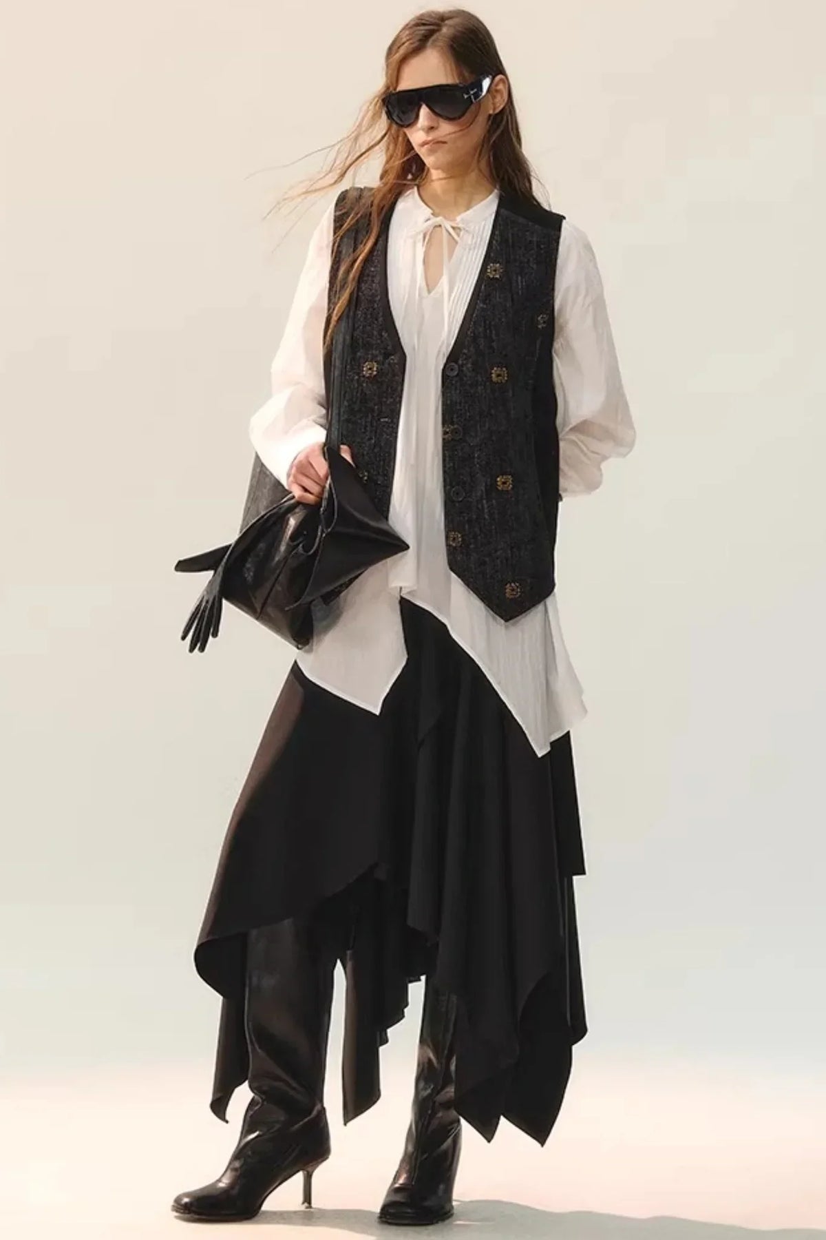 White Fluff Pleated Blouse