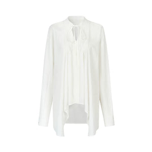 White Fluff Pleated Blouse