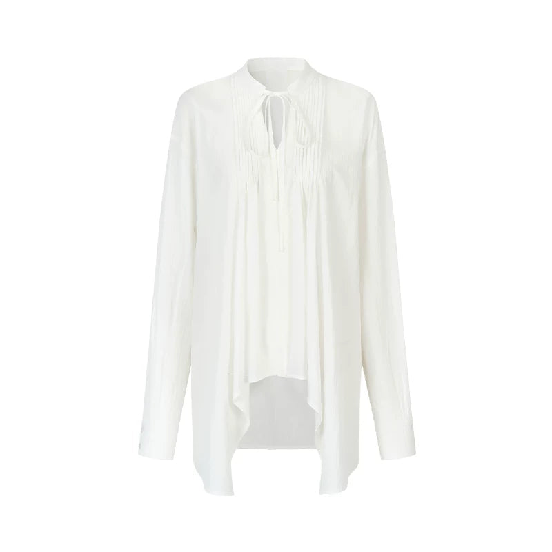 White Fluff Pleated Blouse