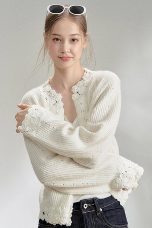 White Fragrance Knitted Cardigan