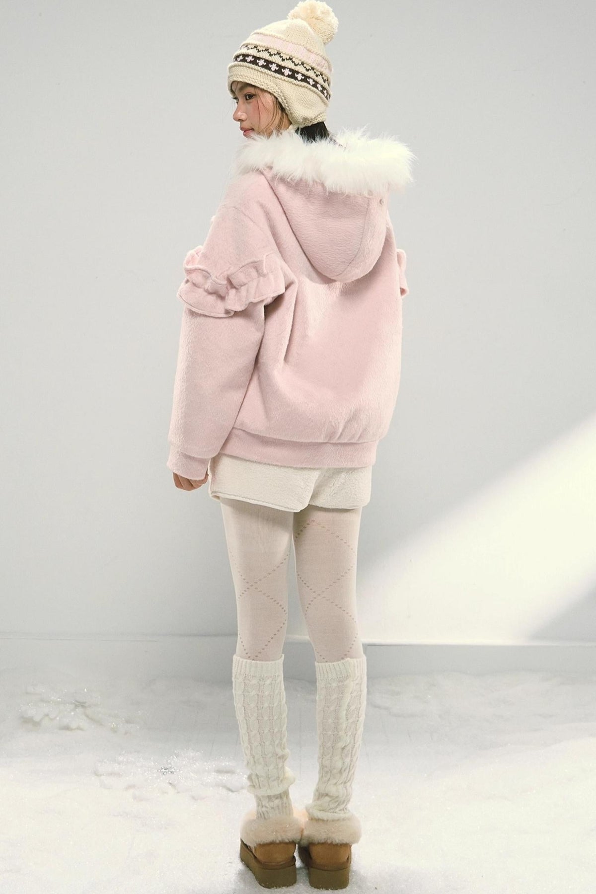 White Fur Elasticated Waist Shorts