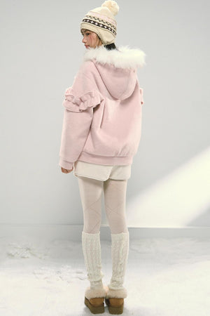 White Fur Elasticated Waist Shorts