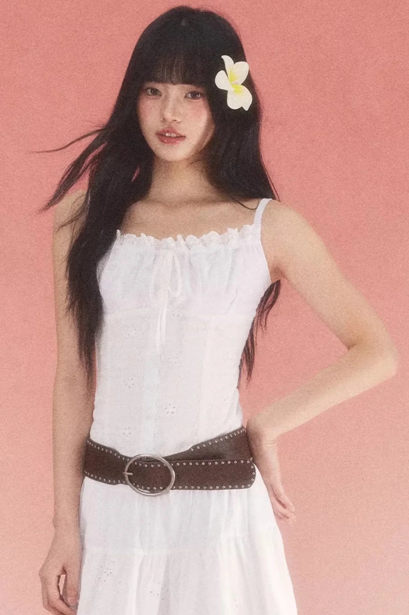 White Jacquard Bow Top