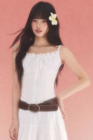 White Jacquard Bow Top