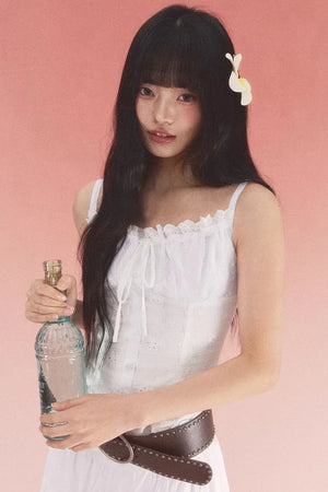 White Jacquard Bow Top