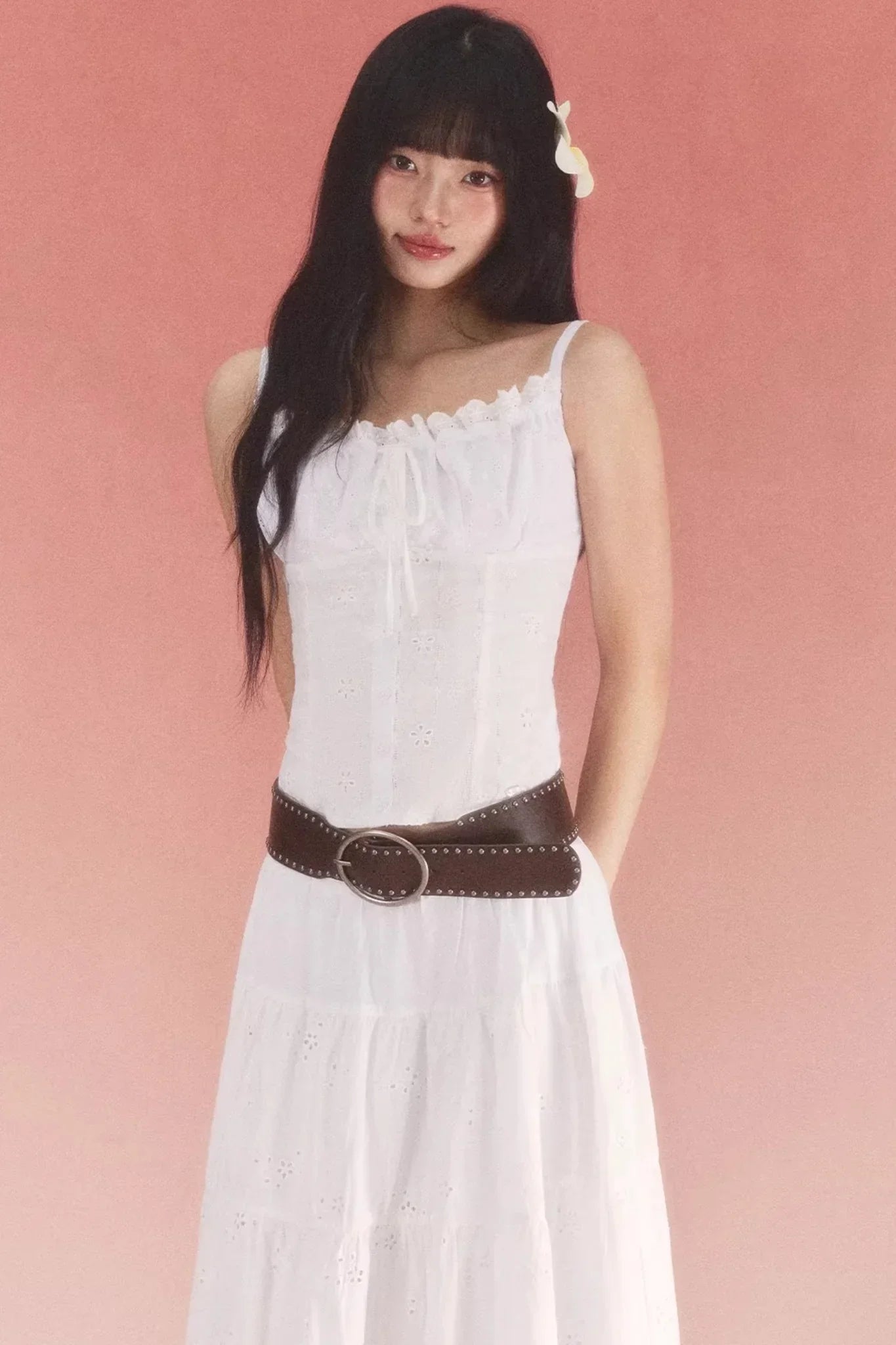 White Jacquard Bow Top