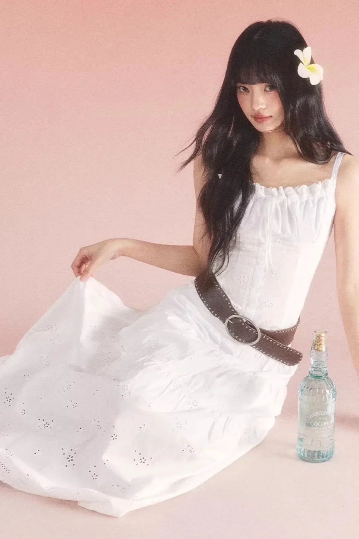 White Jacquard Bow Top