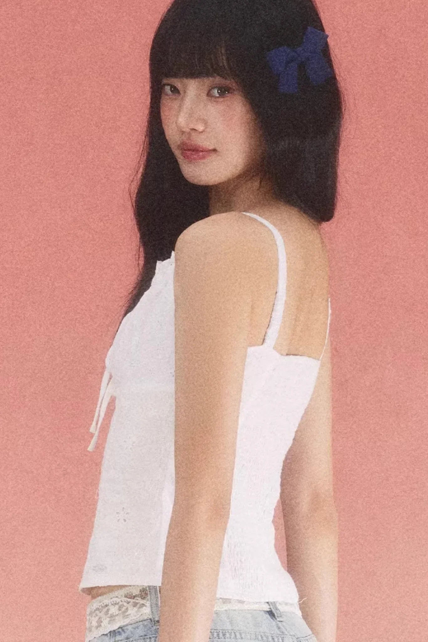 White Jacquard Bow Top