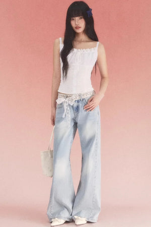 White Jacquard Bow Top