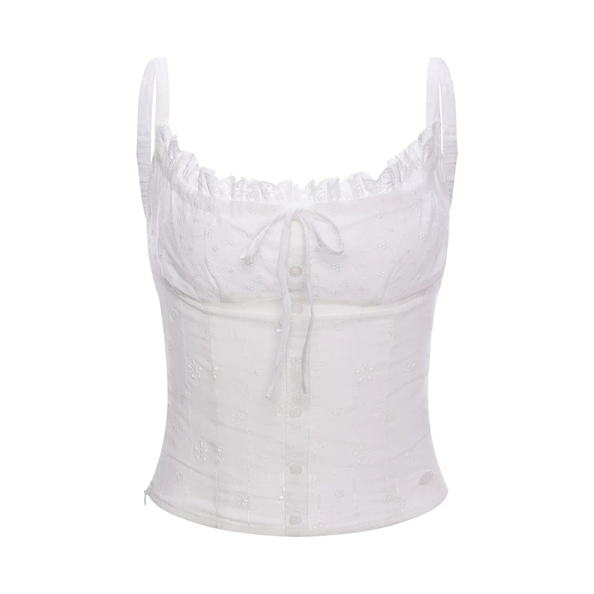 White Jacquard Bow Top