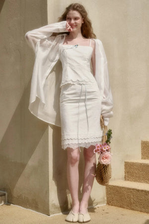 White Jasmine Embroidered Cotton Set-Up