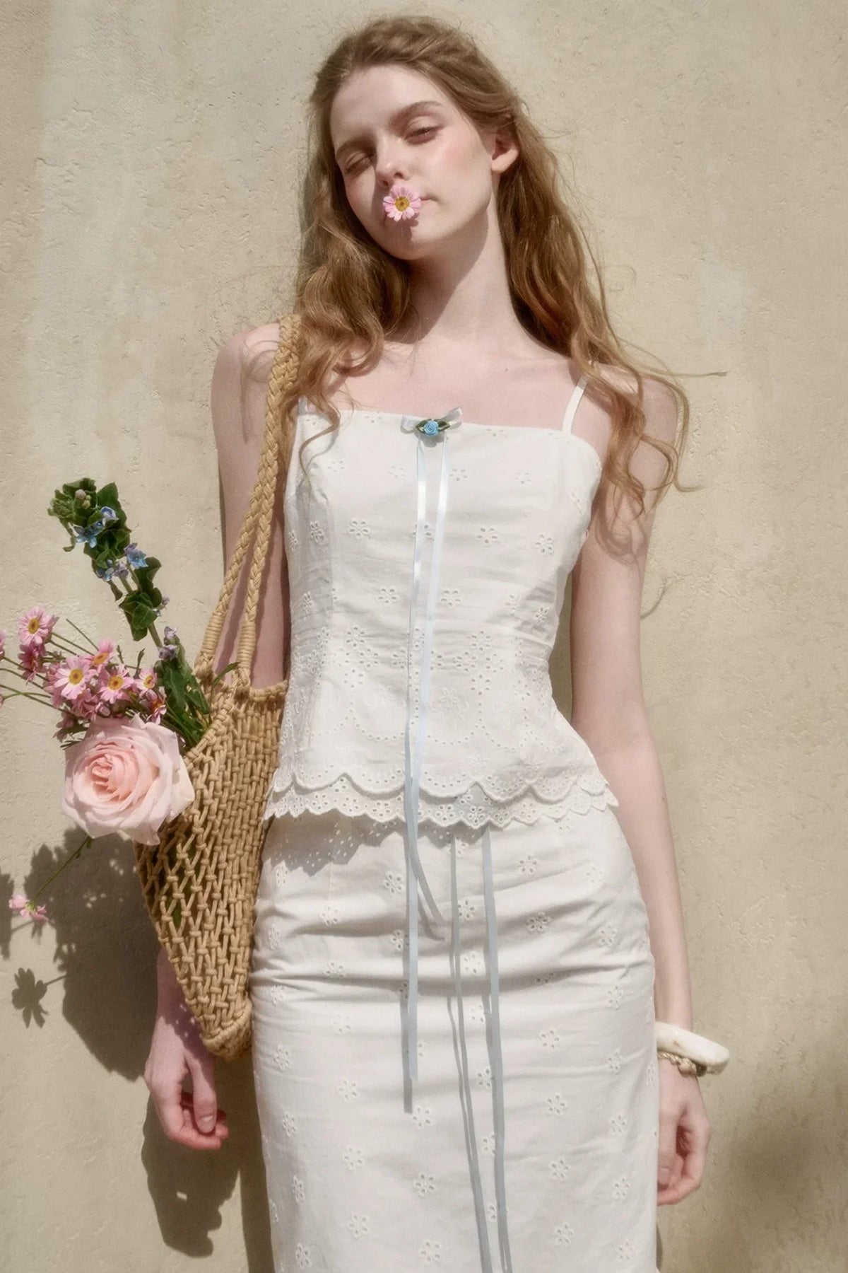 White Jasmine Embroidered Cotton Set-Up