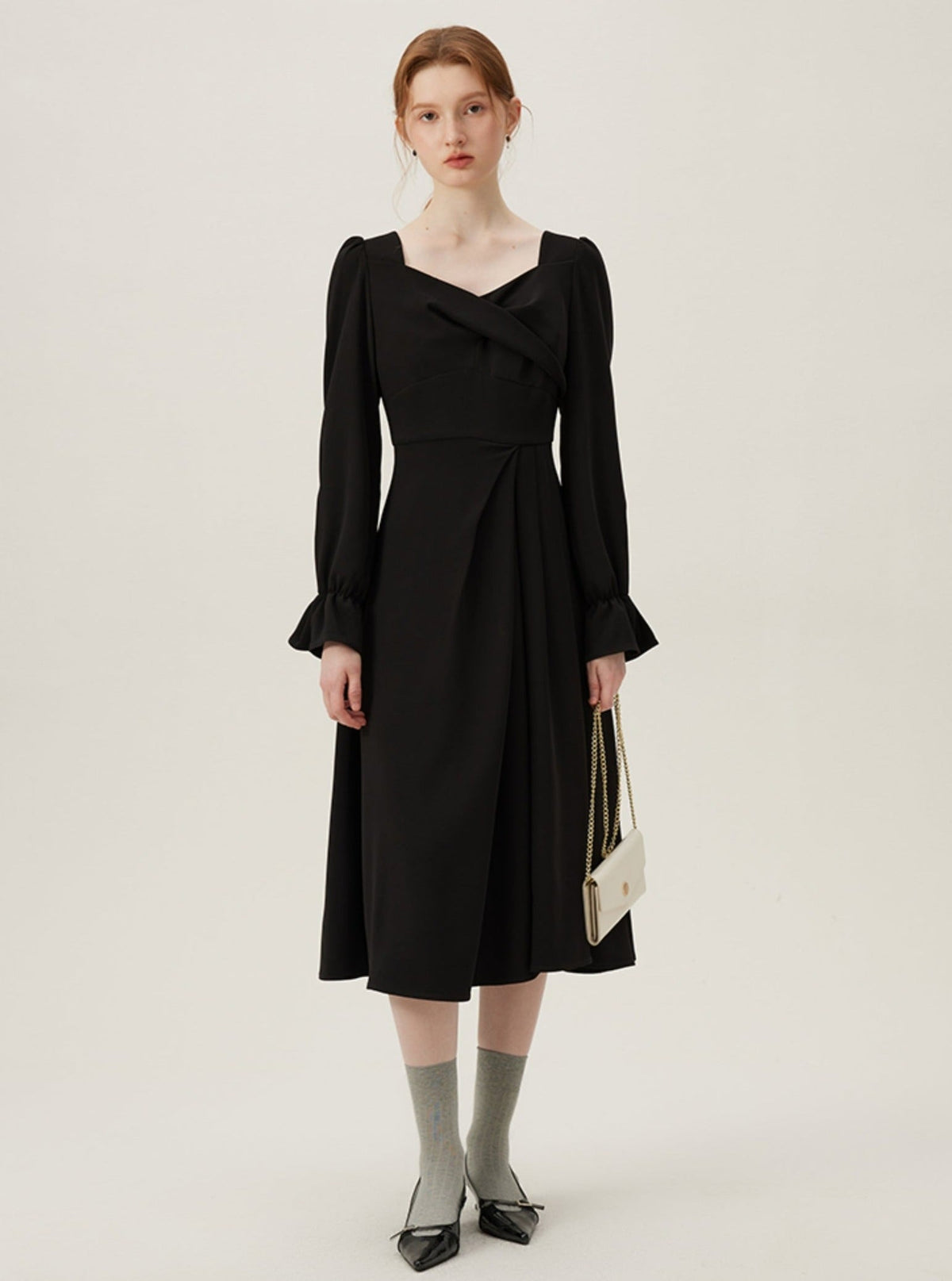 White Kink Long-Sleeve Dress
