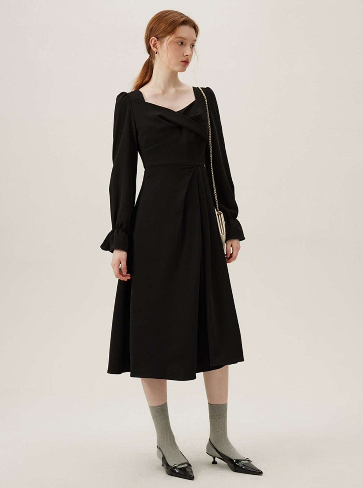White Kink Long-Sleeve Dress