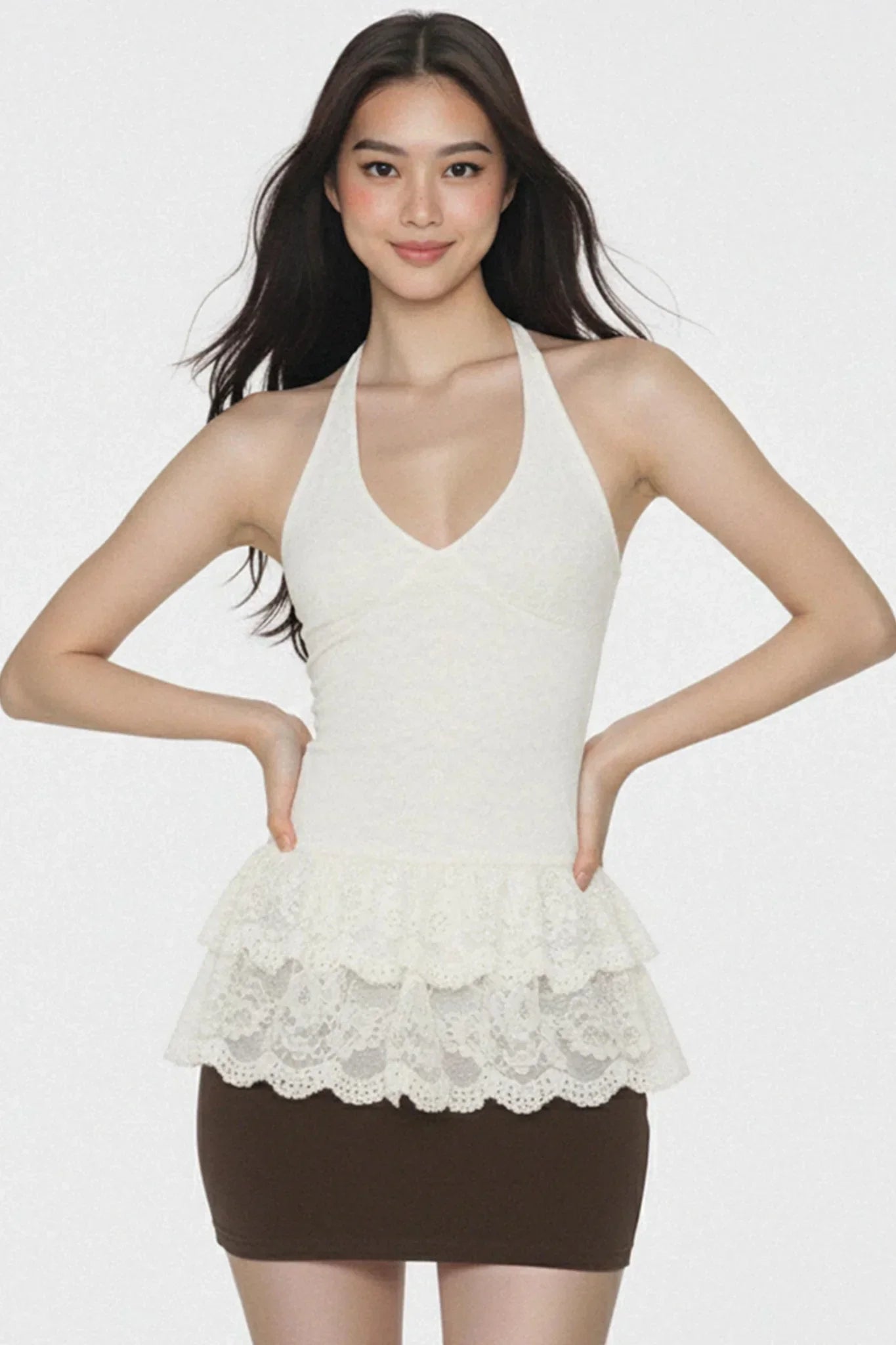 White Lace Backless Top