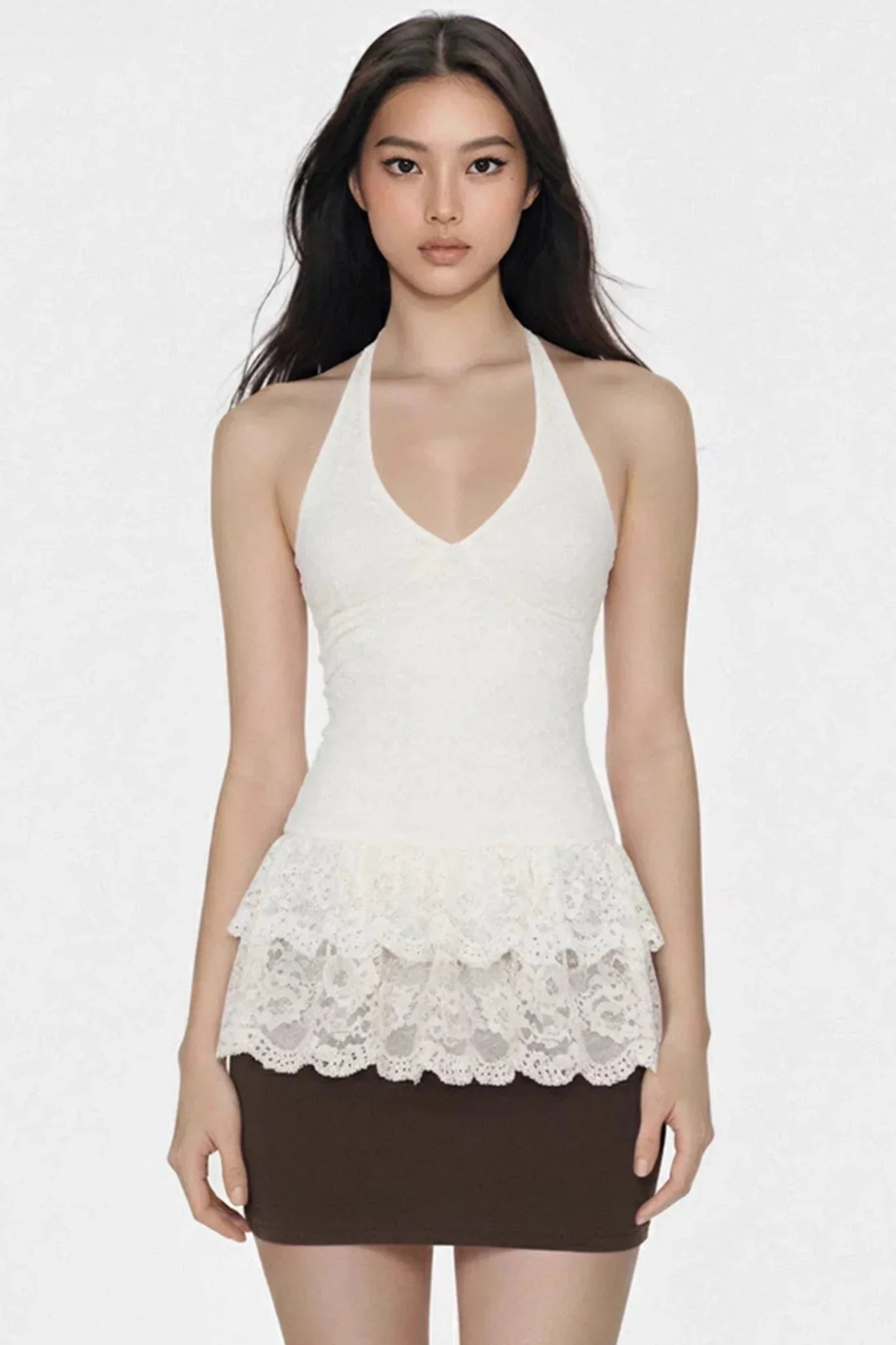 White Lace Backless Top