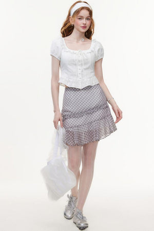 White Lace Jacquard Blouse