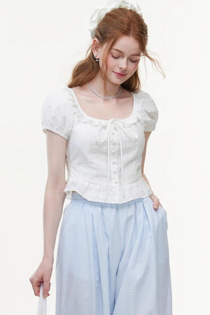 White Lace Jacquard Blouse