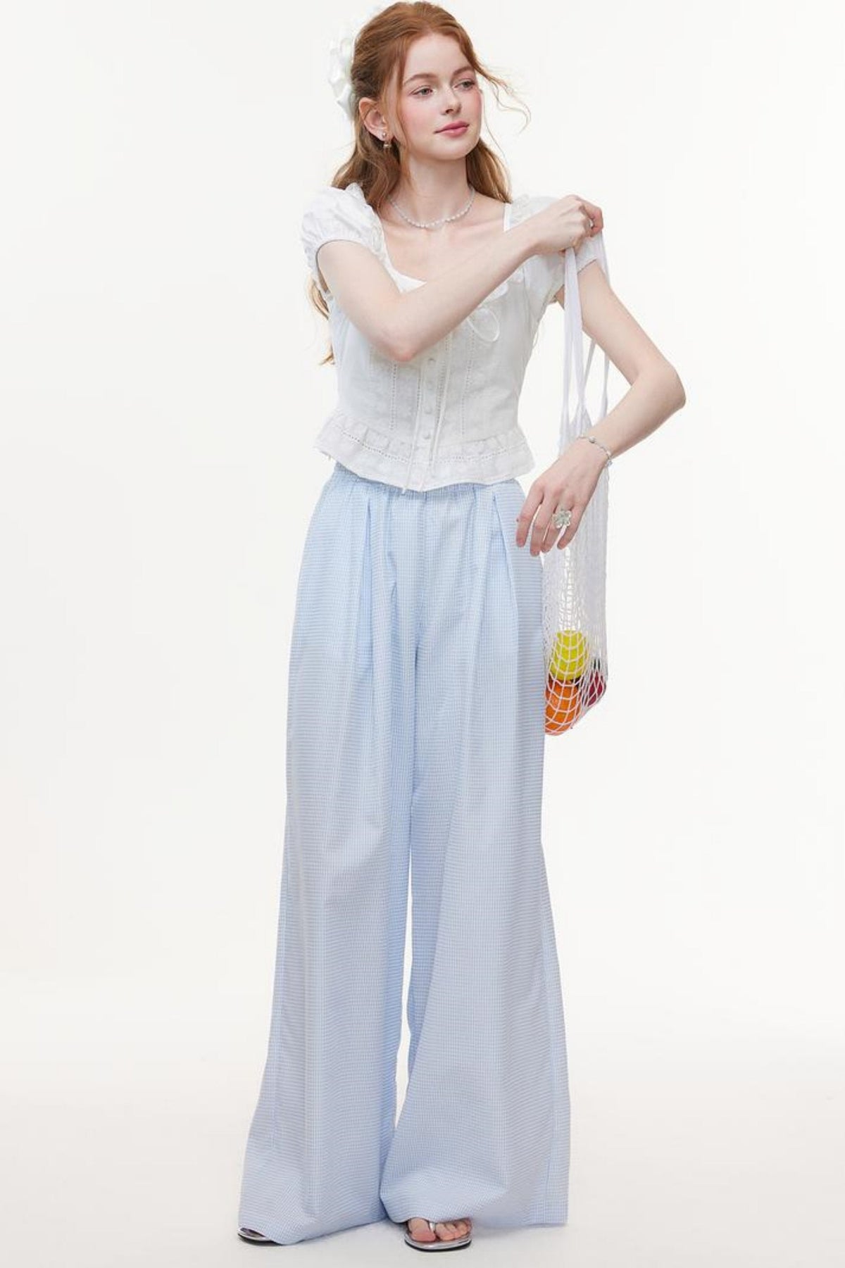 White Lace Jacquard Blouse