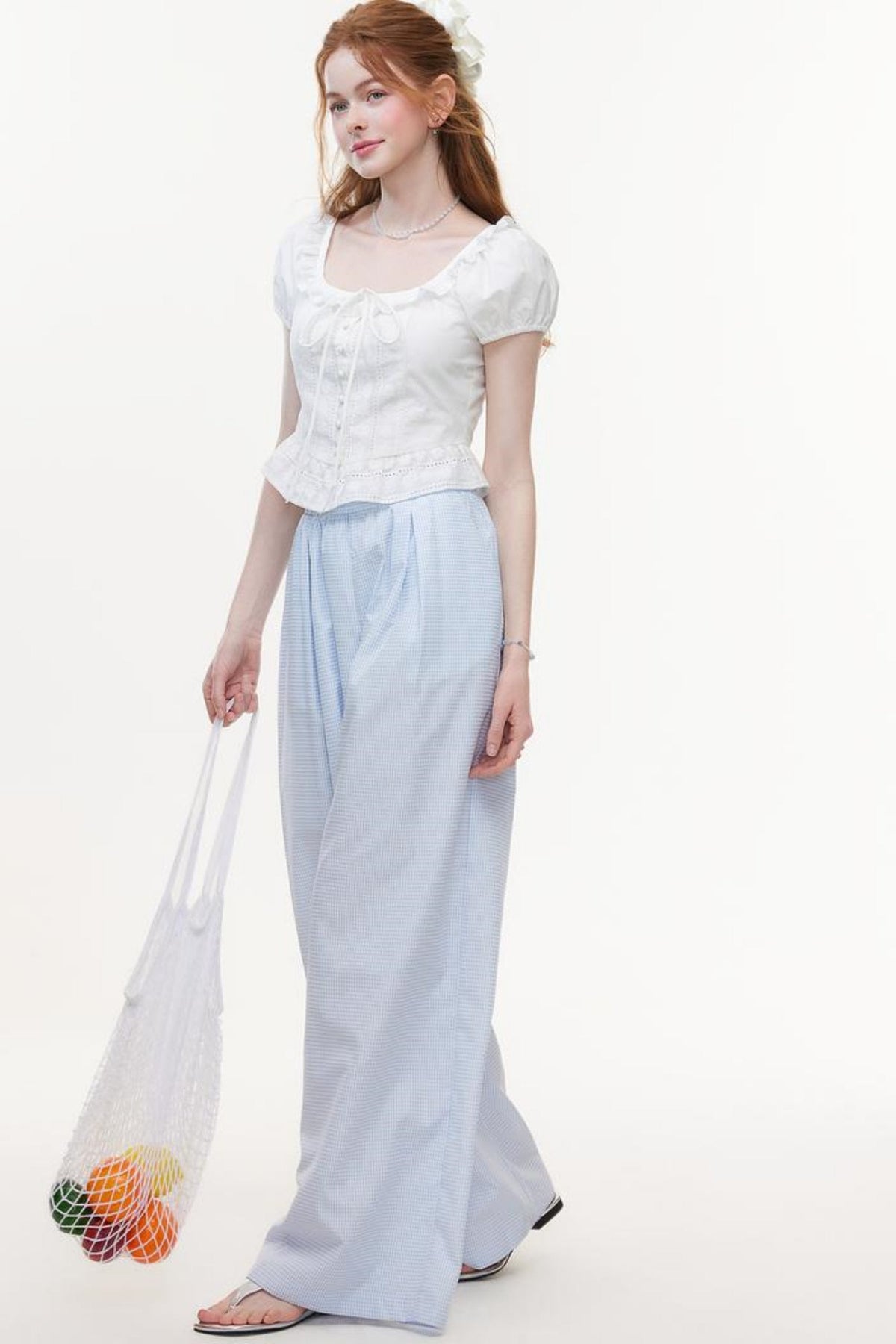 White Lace Jacquard Blouse