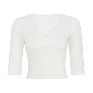 White Lace Jacquard Blouse