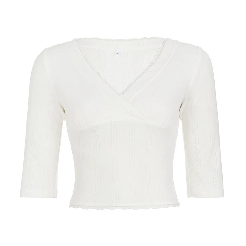 White Lace Jacquard Blouse