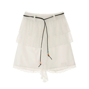 White Lace Layered Casual Shorts