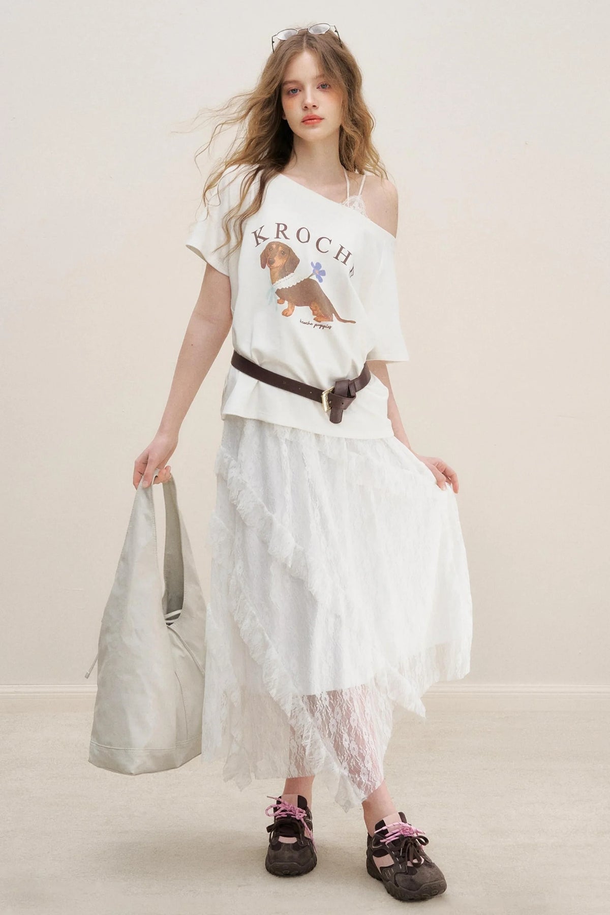 White Lace Panel Skirt