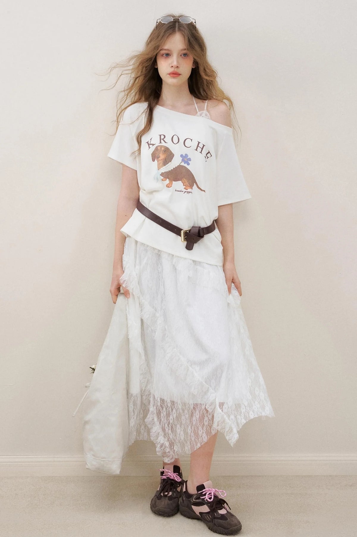 White Lace Panel Skirt