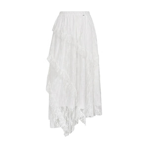 White Lace Panel Skirt