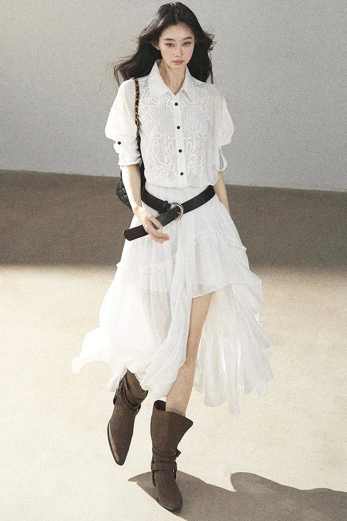 White Lace Shirt Dress