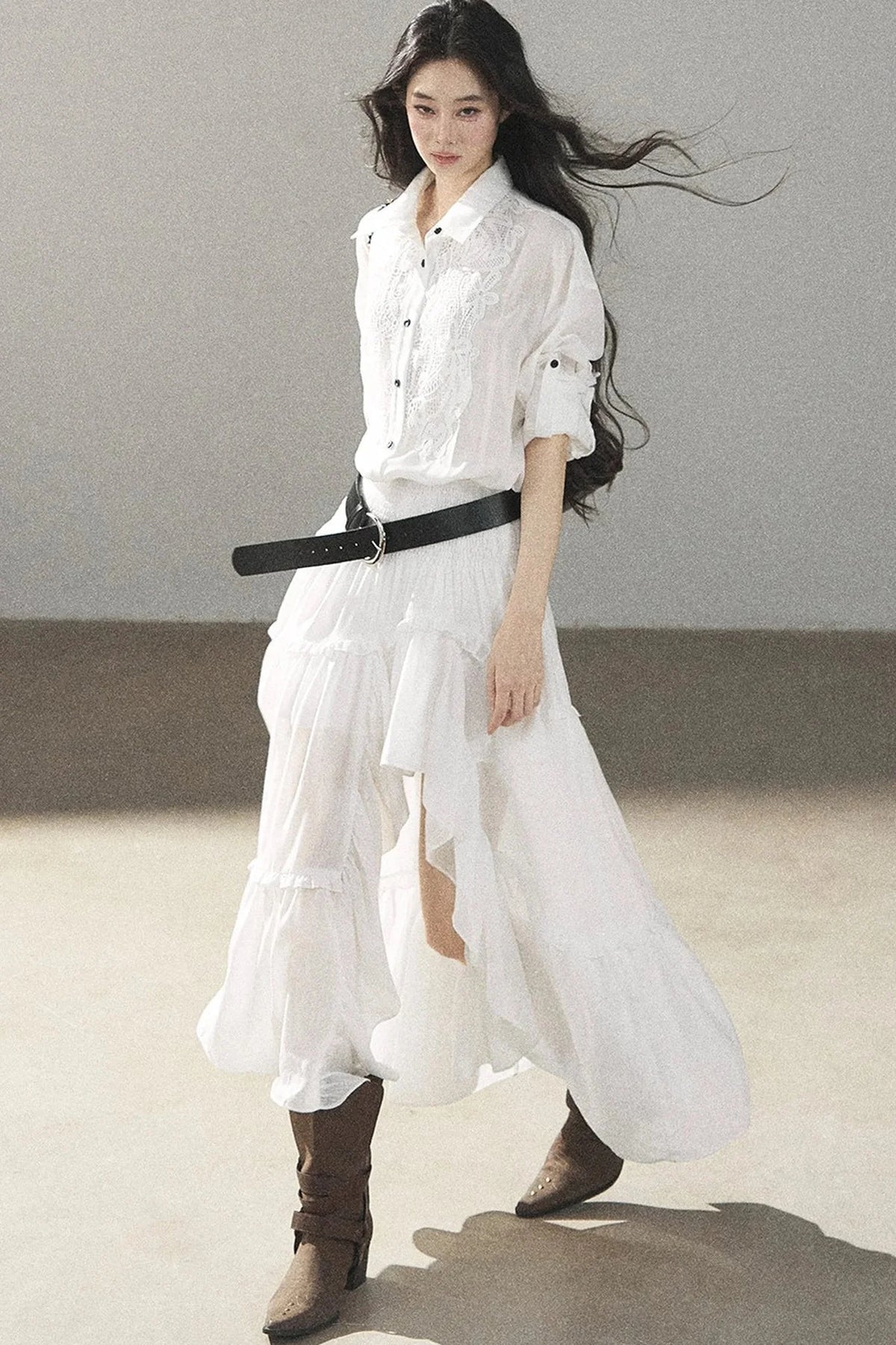 White Lace Shirt Dress