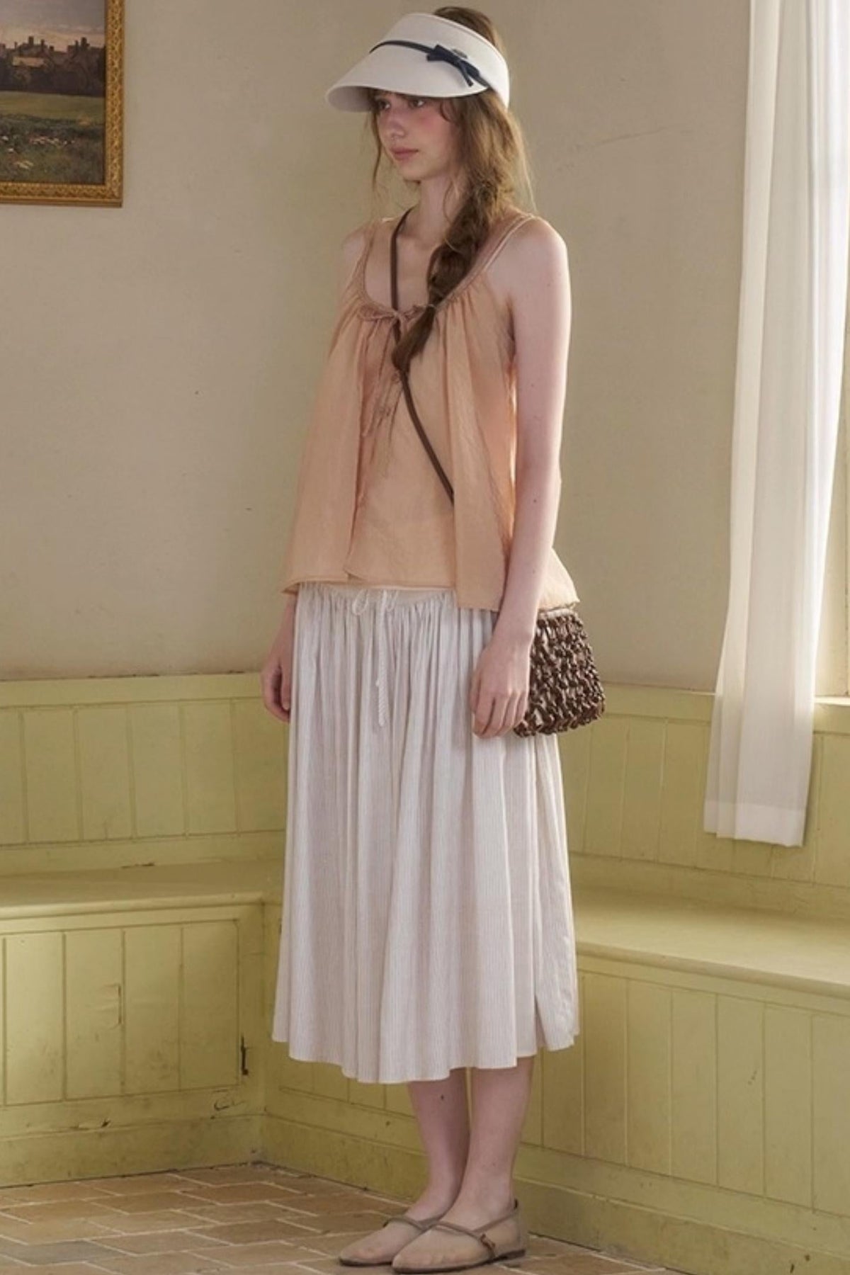 White Lace-up Camisole Set