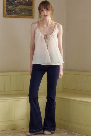 White Lace-up Camisole Set