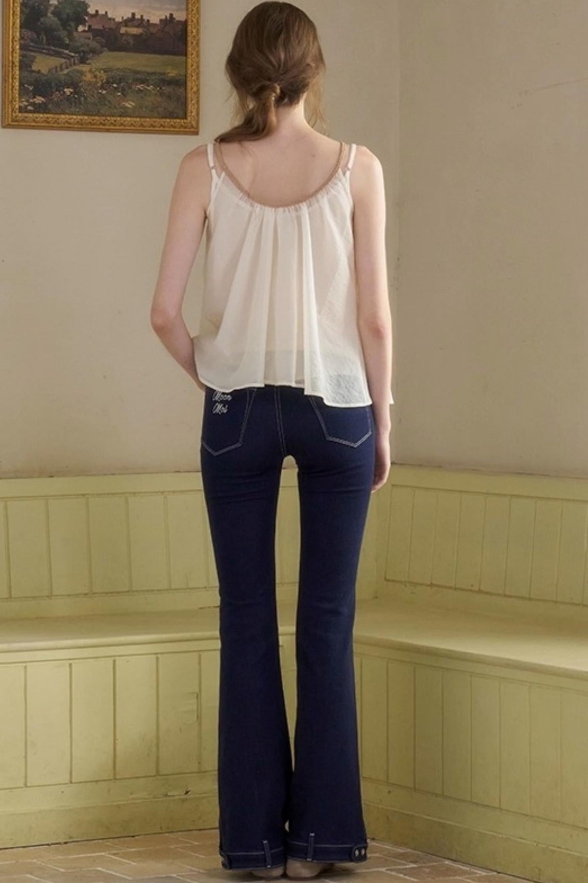 White Lace-up Camisole Set
