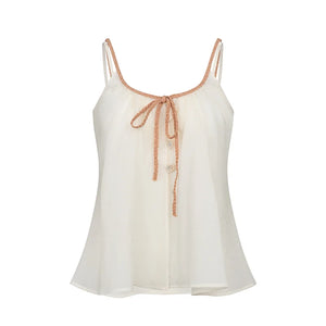 White Lace-up Camisole Set